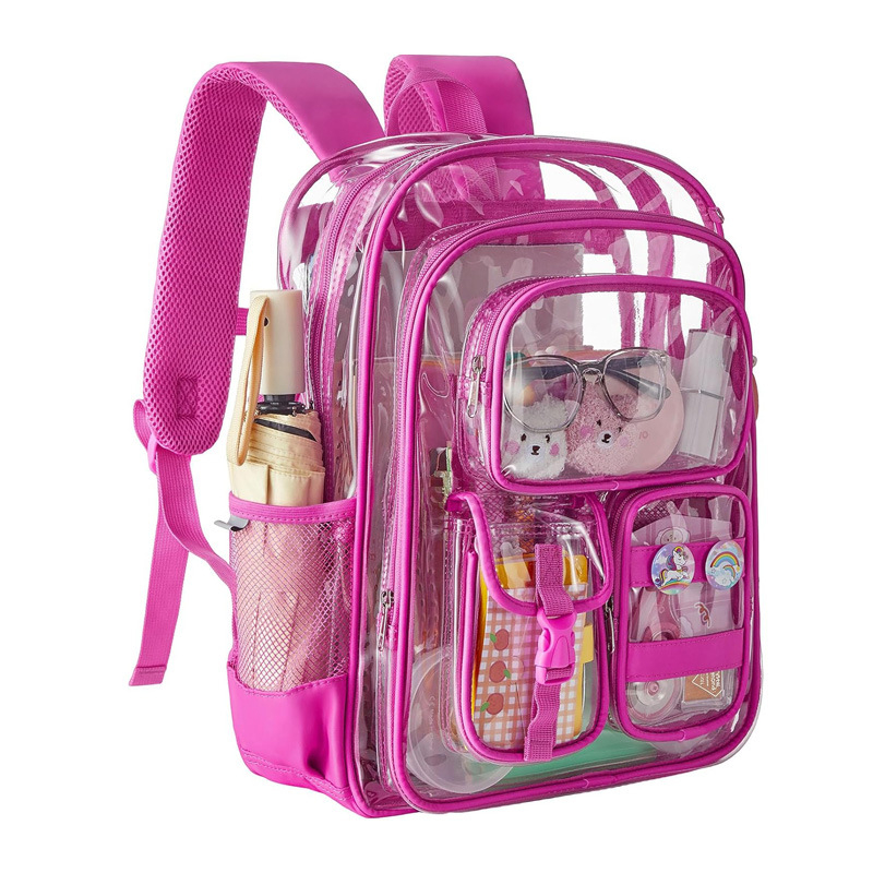 Prozirni školski ruksak od PVC-a, vodootporan, kapaciteta 20–35 L, za 16-inčni laptop, unisex, uzorak životinja, remeni s jastucima zraka