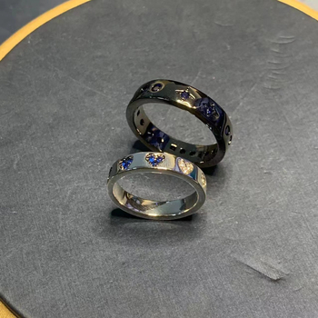 Inel din cupru pentru cupluri, Puff Style, design cu litere/cifre/text, electroplating, stil feminin, lux ușor