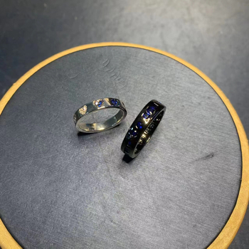 Inel din cupru pentru cupluri, Puff Style, design cu litere/cifre/text, electroplating, stil feminin, lux ușor