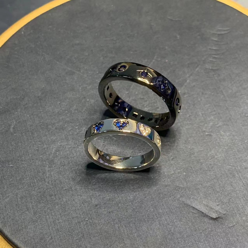 Inel din cupru pentru cupluri, Puff Style, design cu litere/cifre/text, electroplating, stil feminin, lux ușor