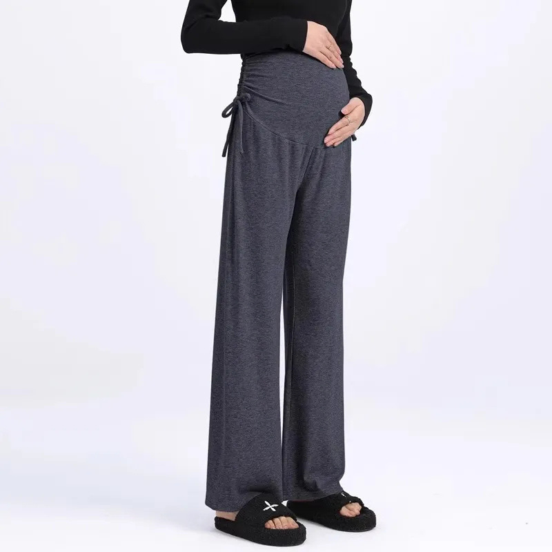 Pantaloni de maternitate cu șnur, din Ice Silk, largi, respirabili