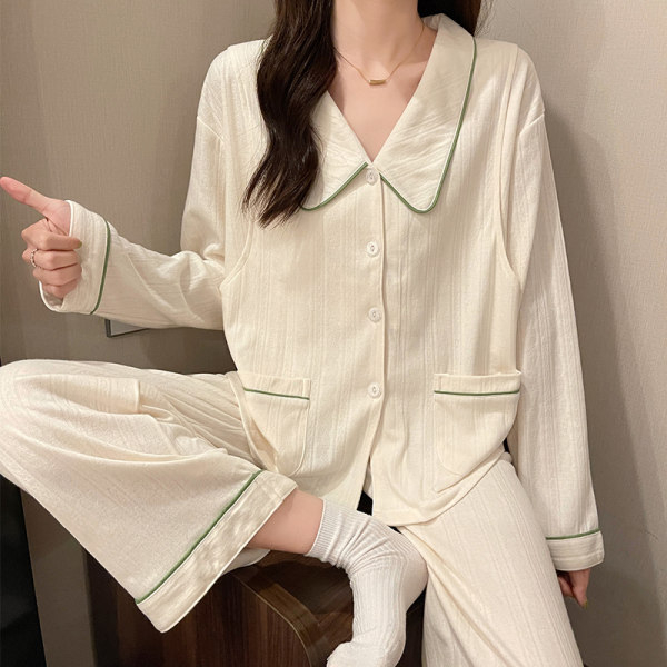 Комплект пижами за бременни и кърмещи, 100% памук, дълги ръкави, панталони, дебел плат, ежедневен стил, за всички сезони