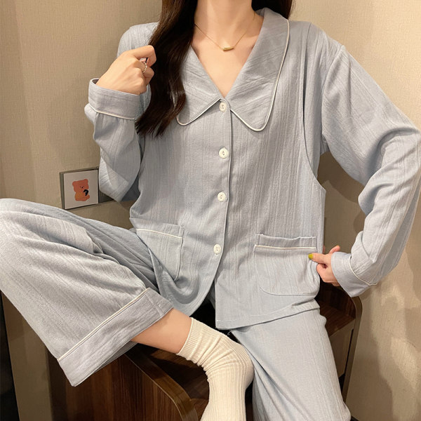 Комплект пижами за бременни и кърмещи, 100% памук, дълги ръкави, панталони, дебел плат, ежедневен стил, за всички сезони