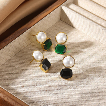 Cercei Mengjia, formă geometrică, din oțel inoxidabil, placare electrolitică, model E5643, Unisex