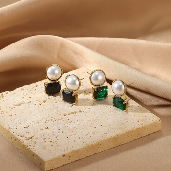 Cercei Mengjia, formă geometrică, din oțel inoxidabil, placare electrolitică, model E5643, Unisex