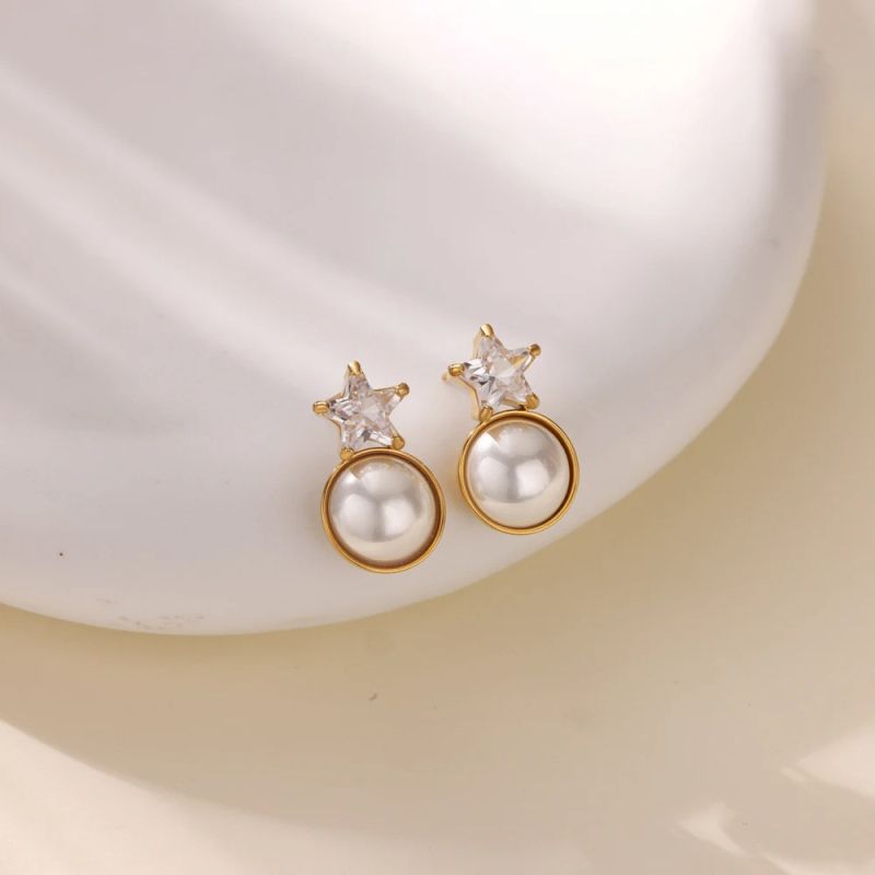 Cercei Mengjia, formă geometrică, din oțel inoxidabil, placare electrolitică, model E5643, Unisex