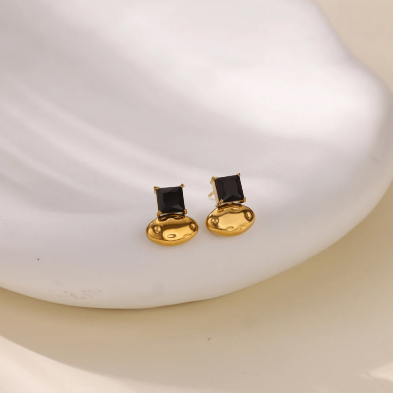 Cercei Mengjia, formă geometrică, din oțel inoxidabil, placare electrolitică, model E5643, Unisex