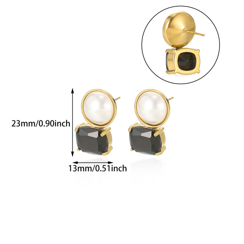 Cercei Mengjia, formă geometrică, din oțel inoxidabil, placare electrolitică, model E5643, Unisex