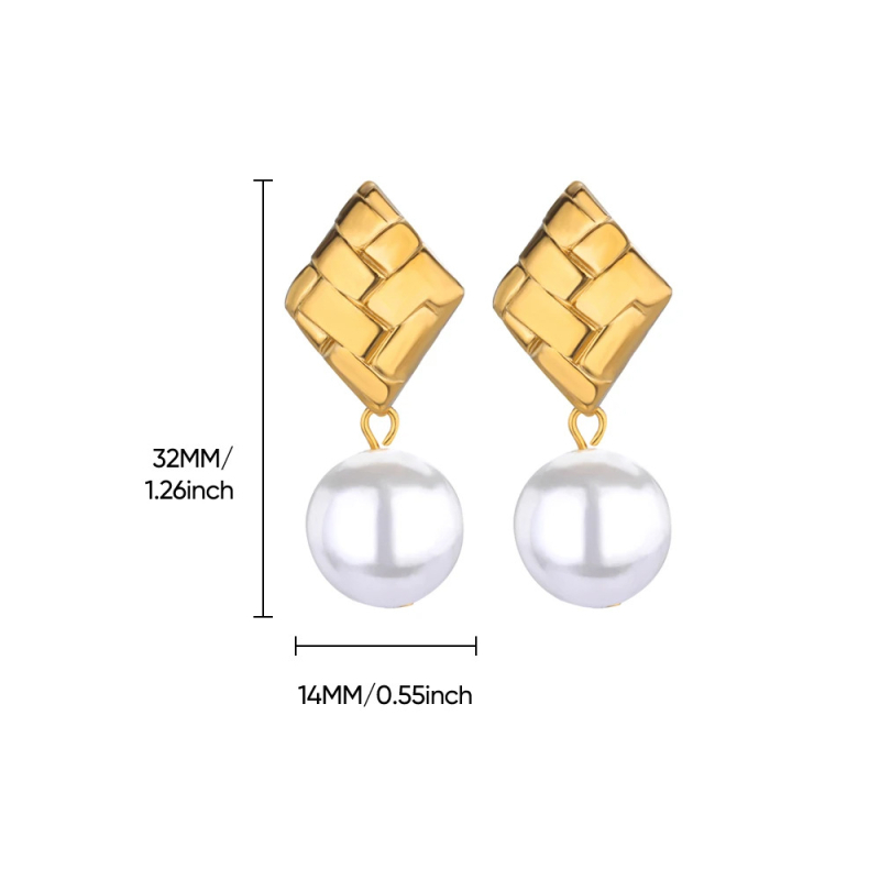 Cercei Mengjia, formă geometrică, din oțel inoxidabil, placare electrolitică, model E5643, Unisex