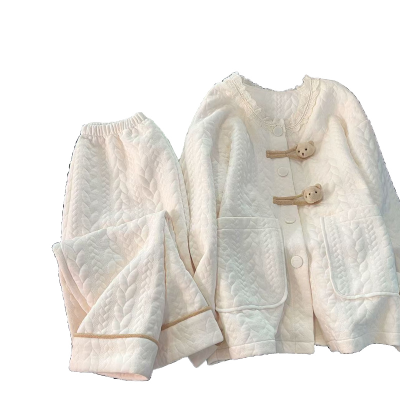 Trudnički set pidžama od pamuka, debela tkanina 251–300 g/m², okrugli izrez, dugi rukav, duge hlače