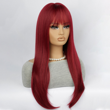 Perika, dugačka ravna kosa s šiškama, termički otporna sintetička vlakna, model G924, šiške: ravne ili nagnute, dodaje volumen