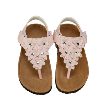 Sandale unisex din dop de plută, partea superioară din piele artificială, talpă EVA, imprimeu floral, lansare vară 2024, pentru copii 7–12 ani