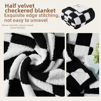 Kockás geometriai takaró, nordic stílusú kötött, poliészter, 300–499 g