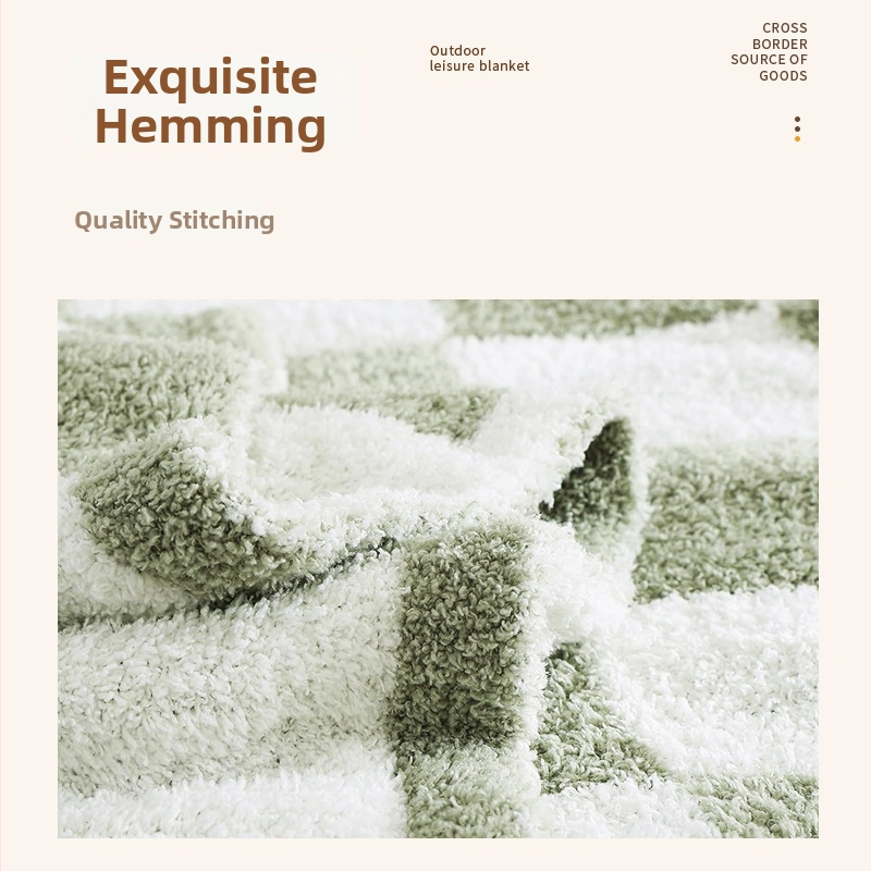 Kockás geometriai takaró, nordic stílusú kötött, poliészter, 300–499 g