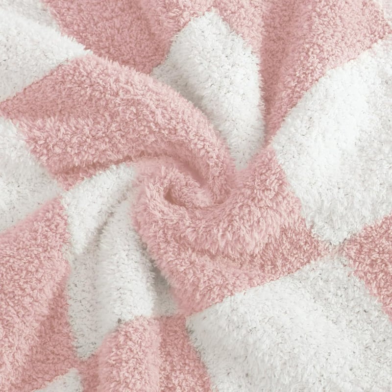 Kockás geometriai takaró, nordic stílusú kötött, poliészter, 300–499 g