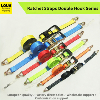 Kétoldalas kampós teherköteg feszítő – Modell LVTDR-HH; Anyag: nagy szilárdságú poliészter; Alkalmazás: rakomány kötése és megerősítése