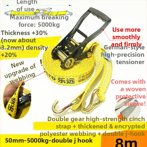 Kétoldalas kampós teherköteg feszítő – Modell LVTDR-HH; Anyag: nagy szilárdságú poliészter; Alkalmazás: rakomány kötése és megerősítése