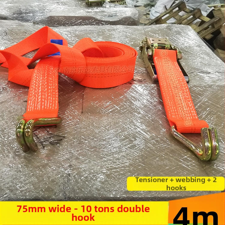 Kétoldalas kampós teherköteg feszítő – Modell LVTDR-HH; Anyag: nagy szilárdságú poliészter; Alkalmazás: rakomány kötése és megerősítése