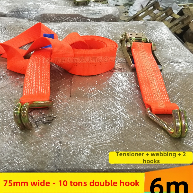 Kétoldalas kampós teherköteg feszítő – Modell LVTDR-HH; Anyag: nagy szilárdságú poliészter; Alkalmazás: rakomány kötése és megerősítése