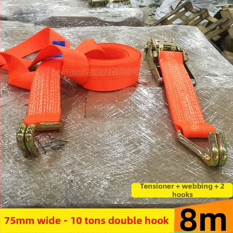 Kétoldalas kampós teherköteg feszítő – Modell LVTDR-HH; Anyag: nagy szilárdságú poliészter; Alkalmazás: rakomány kötése és megerősítése