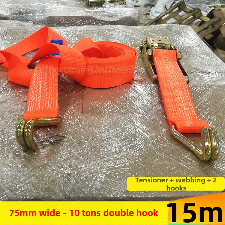 Kétoldalas kampós teherköteg feszítő – Modell LVTDR-HH; Anyag: nagy szilárdságú poliészter; Alkalmazás: rakomány kötése és megerősítése