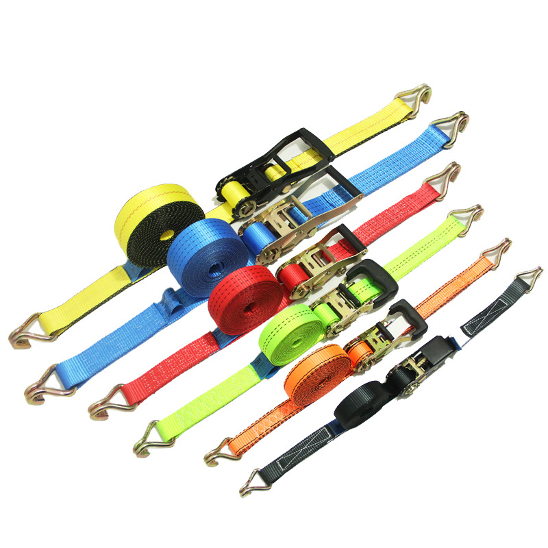 Kétoldalas kampós teherköteg feszítő – Modell LVTDR-HH; Anyag: nagy szilárdságú poliészter; Alkalmazás: rakomány kötése és megerősítése