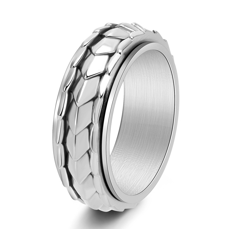 Inel din oțel de titan, design geometric, electroplatinat, stil masculin Sweet Cool (Cod M457)