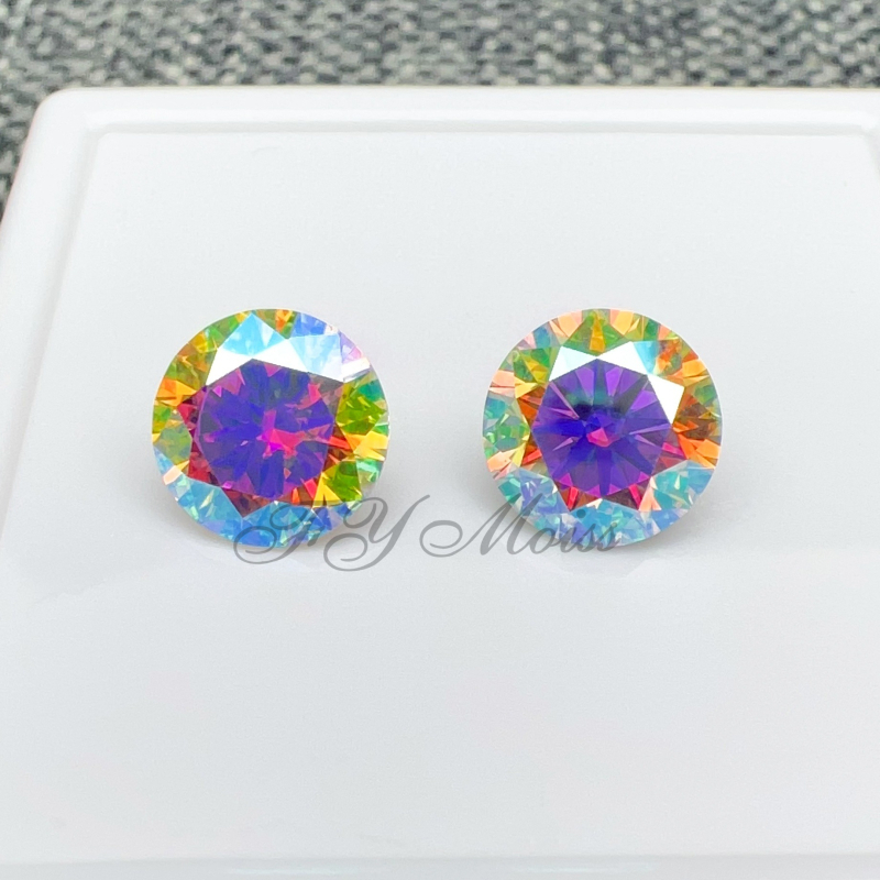 Moissanite στρογγυλός γυμνός λίθος — κοπή Eight Hearts Eight Arrows — διαύγεια VVS — ηλεκτροπλατίωση