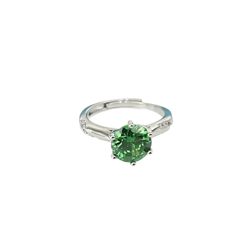 Otvoren prsten s geometrijskim dizajnom i šest kandži, pozlaćena bakrena postavka s umjetnim kultiviranim kamenjem, glatko elektroplatiranje