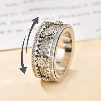 Inel geometric din cupru, cu montură de diamant, unisex, bijuterii moderne de lux