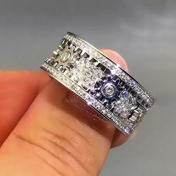 Inel geometric din cupru, cu montură de diamant, unisex, bijuterii moderne de lux