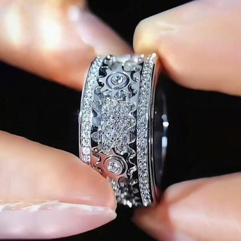 Inel geometric din cupru, cu montură de diamant, unisex, bijuterii moderne de lux