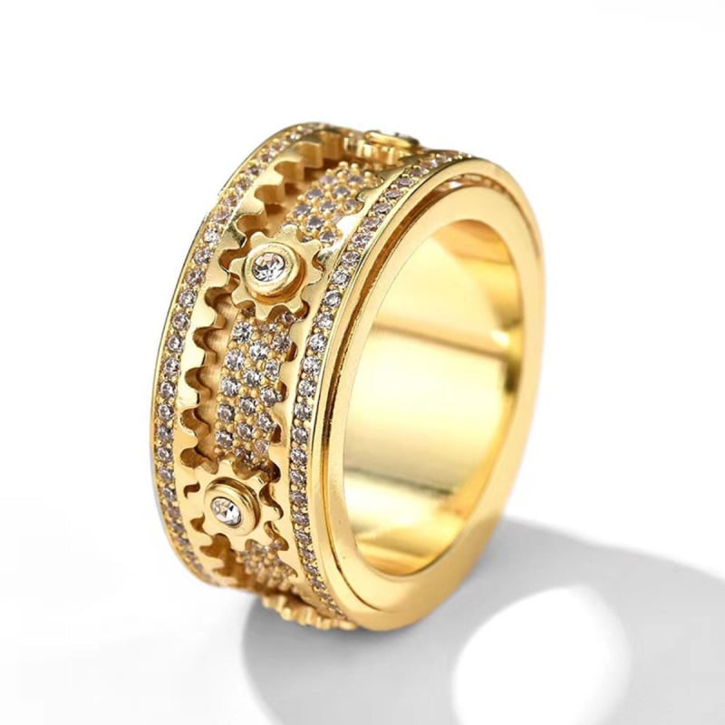 Inel geometric din cupru, cu montură de diamant, unisex, bijuterii moderne de lux