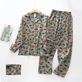 Costum de casă femei din bumbac – stil cardigan, minimalist casual, mâneci lungi, pantaloni, greutate medie 141-160 g/m2