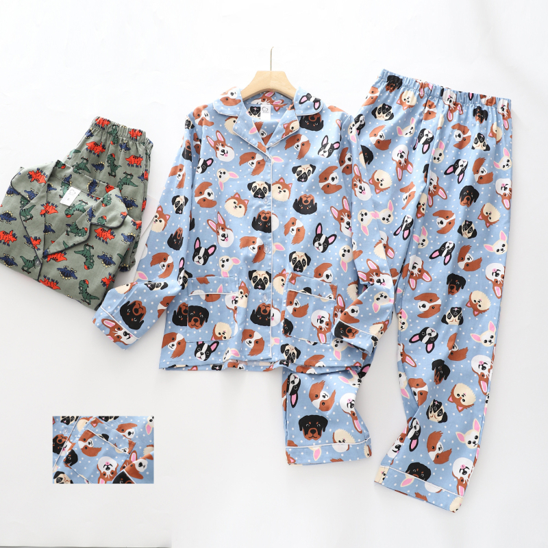 Costum de casă femei din bumbac – stil cardigan, minimalist casual, mâneci lungi, pantaloni, greutate medie 141-160 g/m2