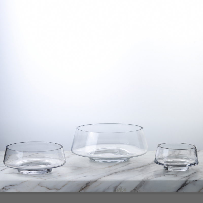 Vază din sticlă transparentă cu formă geometrică pentru suculente și mușchi, micro-peisaj hidroponic, suprafață lustruită, stil modern minimalist