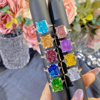Prsten – bakar, geometrijski oblik, Ice Flower Cut, imitacija dijamanta s visokim sadržajem ugljika, elektroplatirano