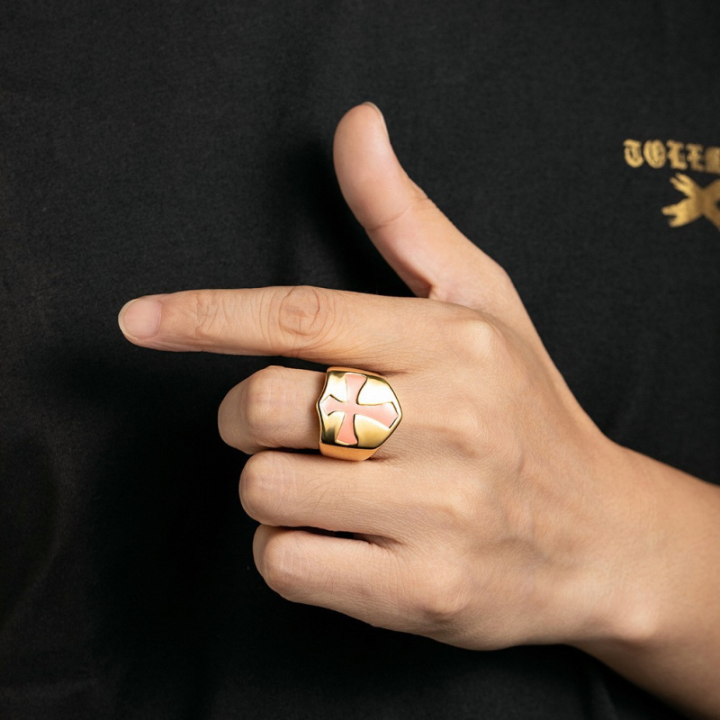 Inel din oțel de titan, design geometric, unisex (finisaj lucios)