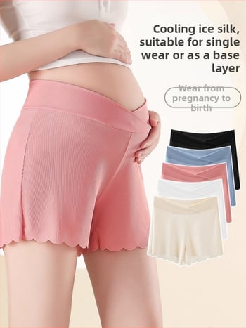 Майчински панталони за лято, тънки, бързосъхнещи, висока талия, капри дължина, полиестер/еластан 93.3%/6.7%