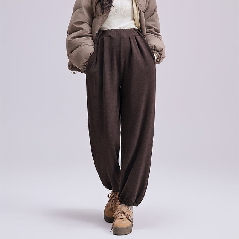 Панталони за бременни с висока талия и свободен широк крак, подкрепящ корема, полиестер-спандекс, есенно-зимни 2025