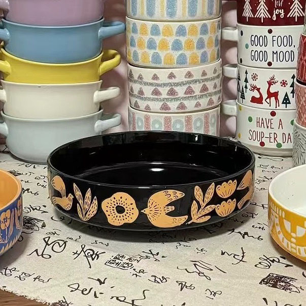 Vas ceramic pentru animale de companie, design anti-vărsare, cu suport pentru gât, vas pentru mâncare și apă pentru pisici și câini