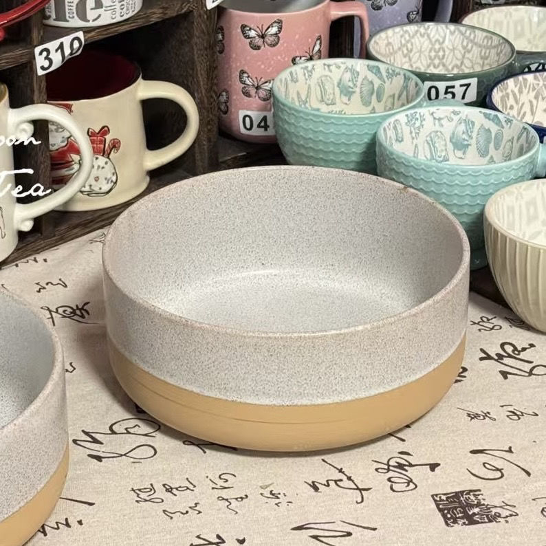 Vas ceramic pentru animale de companie, design anti-vărsare, cu suport pentru gât, vas pentru mâncare și apă pentru pisici și câini