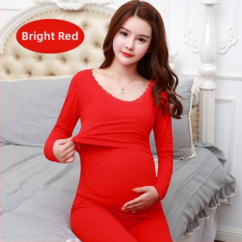 Lenjerie termică pentru gravide, viscose, mânecă lungă, model uni, stil elegant pentru zi cu zi