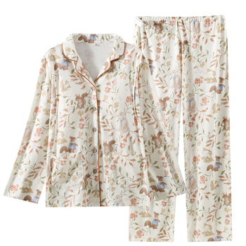 Set de pijamale maternitate din bumbac 100% tricotat, cu pernă pentru sân, reglabil, pentru alăptare – iarnă, primăvară și toamnă