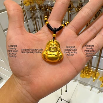Náhrdelník Budha: usmievavý Budha s veľkým bruchom; kovový materiál; stredoveký štýl; literárne retro; uvedenie jari 2024