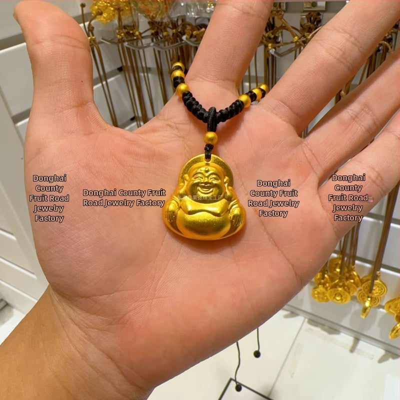 Náhrdelník Budha: usmievavý Budha s veľkým bruchom; kovový materiál; stredoveký štýl; literárne retro; uvedenie jari 2024