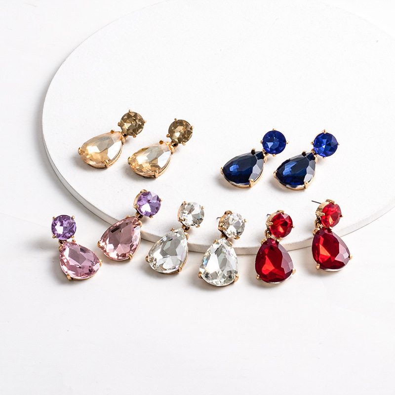 Обeци с капковидна форма, цинкова сплав, електроплатирани, марка Viany, с игла от неръждаема стомана, стил Fresh and Sweet