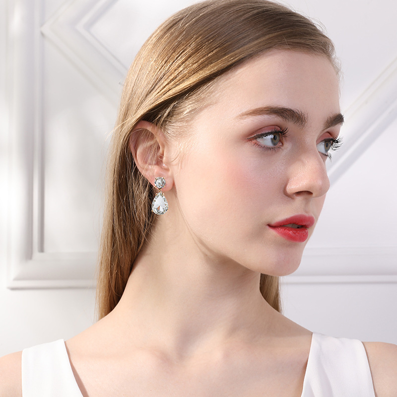 Обeци с капковидна форма, цинкова сплав, електроплатирани, марка Viany, с игла от неръждаема стомана, стил Fresh and Sweet