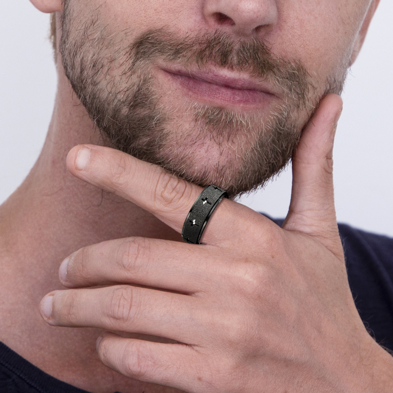 Inel cu cruce, rotativ, din oțel titan, placare electrolitică, anxietate