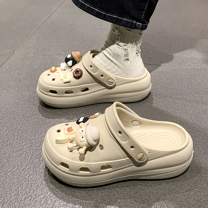 Ženske Crocs-stila sandale, zatvorenim prstom, EVA gornji dio i potplat, perforiran dizajn, 3 cm+ debljina potplata, lake
